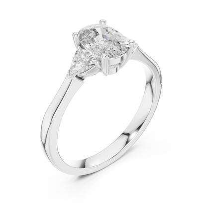 Cushion Stone with Trillion Side Stone Engagement Ring