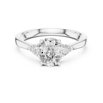 Cushion Stone with Trillion Side Stone Engagement Ring
