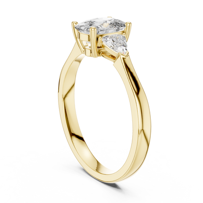 Cushion Stone with Trillion Side Stone Engagement Ring
