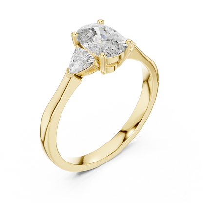 Cushion Stone with Trillion Side Stone Engagement Ring