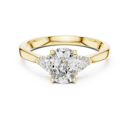 Cushion Stone with Trillion Side Stone Engagement Ring