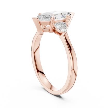 Marquise Cut Engagement Ring with Trillion Side Stones