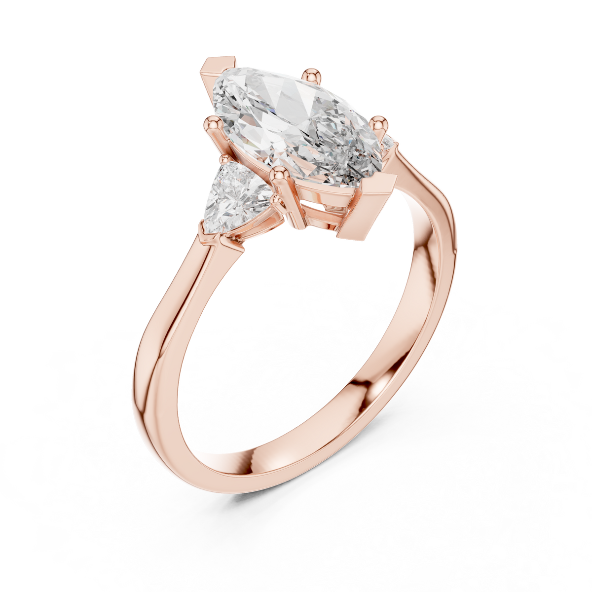 marquise cut engagement ring with trillion side stones