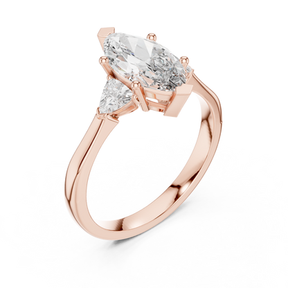 Marquise Cut Engagement Ring with Trillion Side Stones