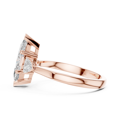 Marquise Cut Engagement Ring with Trillion Side Stones
