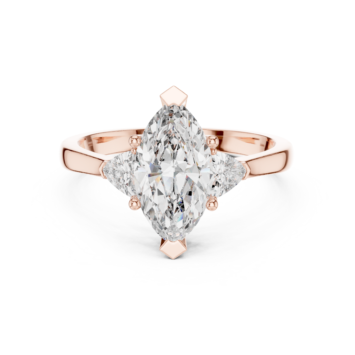 marquise cut engagement ring with trillion side stones