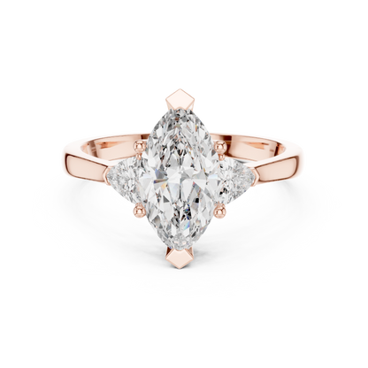 Marquise Cut Engagement Ring with Trillion Side Stones