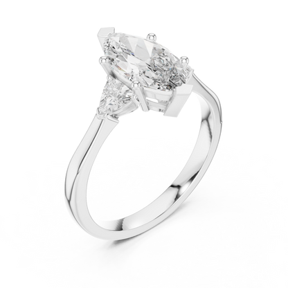 Marquise Cut Engagement Ring with Trillion Side Stones