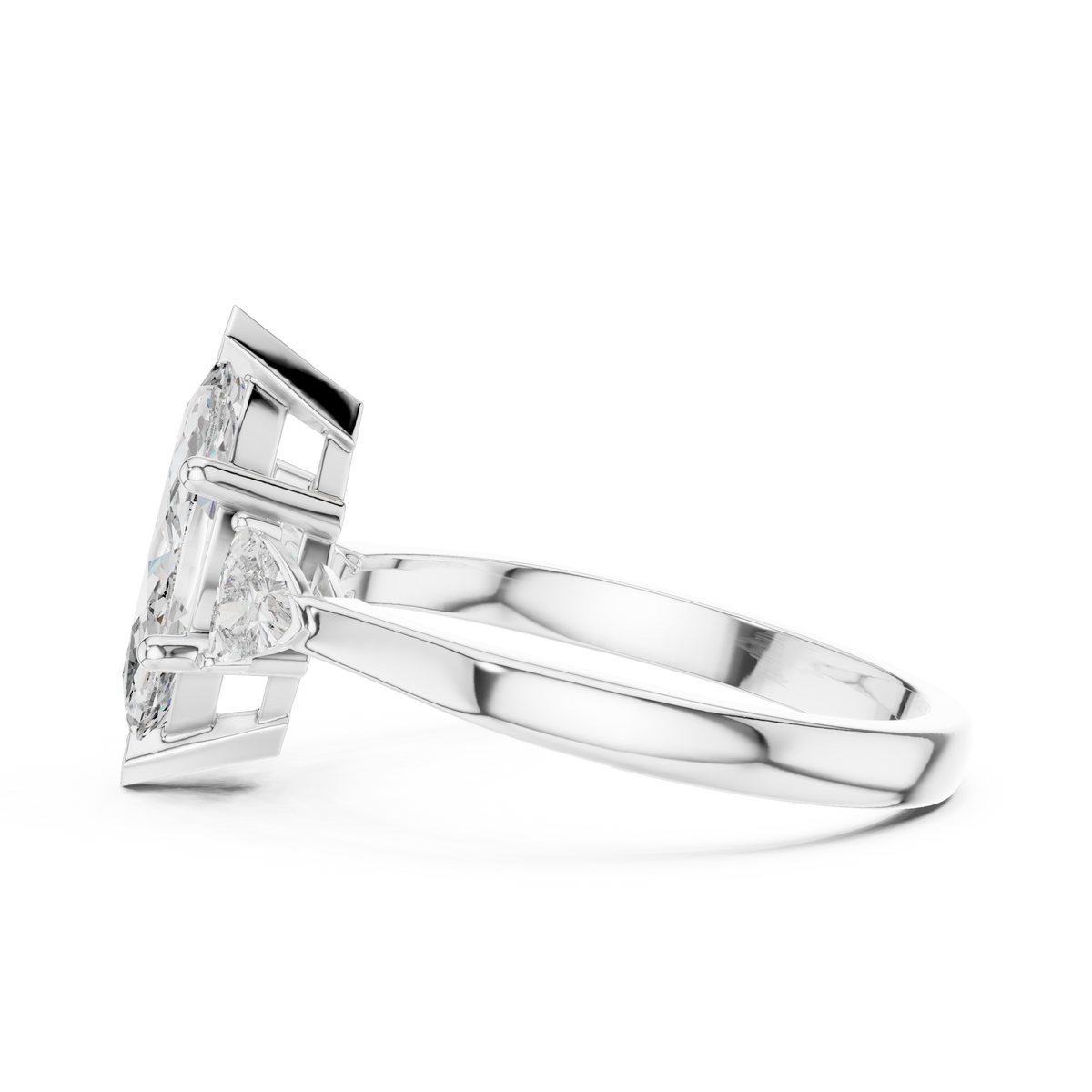 marquise cut engagement ring with trillion side stones
