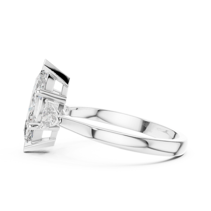 Marquise Cut Engagement Ring with Trillion Side Stones