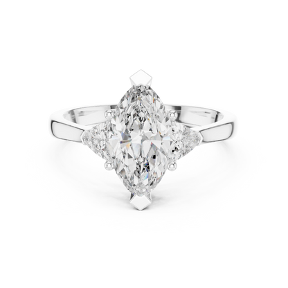 Marquise Cut Engagement Ring with Trillion Side Stones