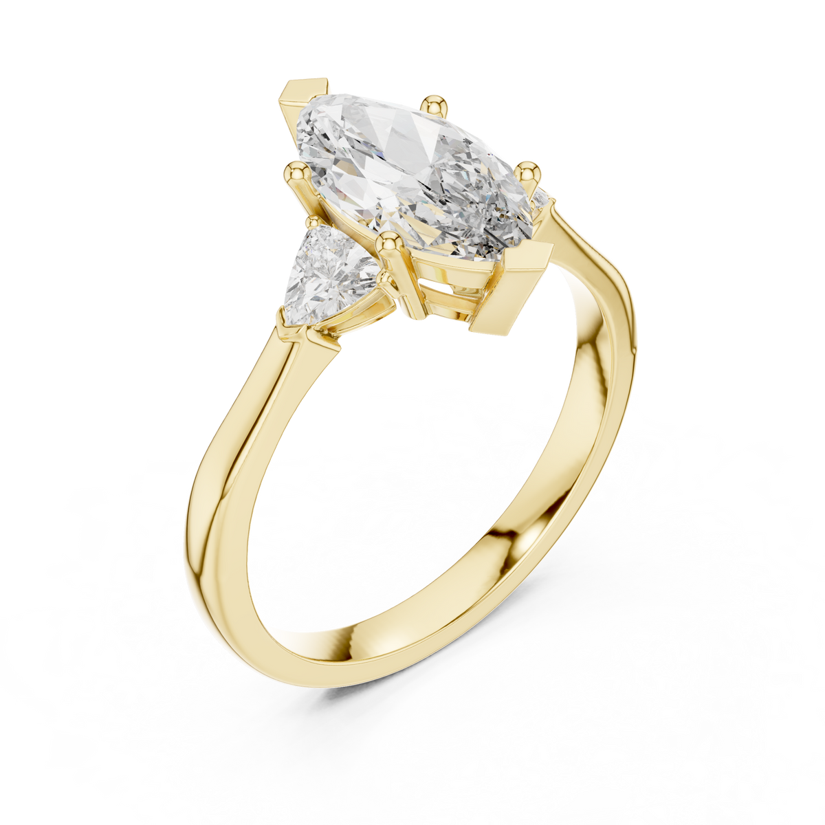 marquise cut engagement ring with trillion side stones