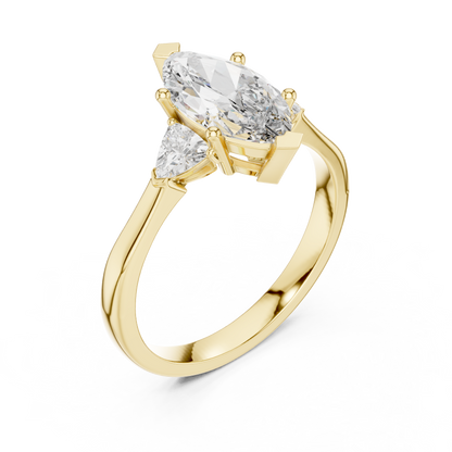 Marquise Cut Engagement Ring with Trillion Side Stones