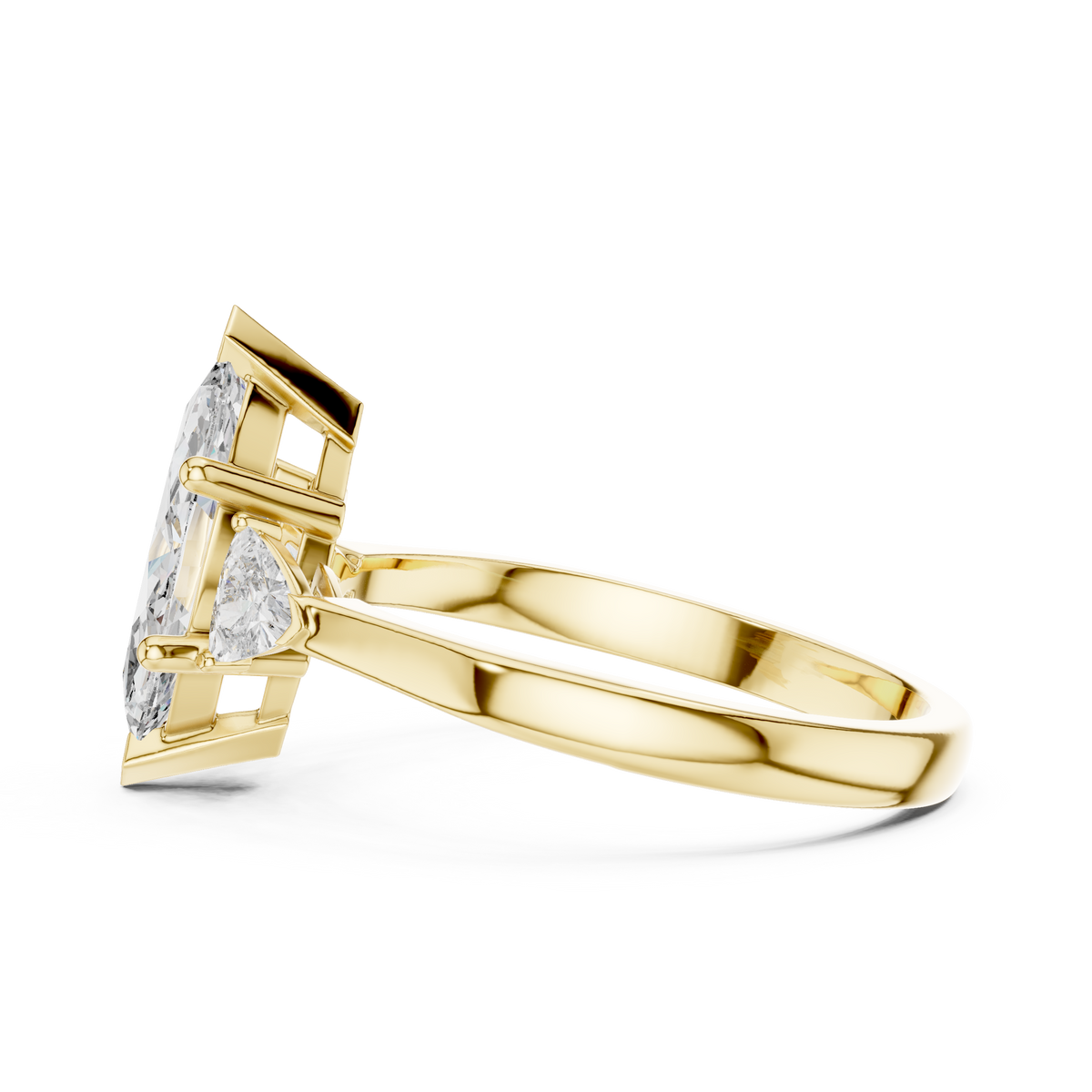marquise cut engagement ring with trillion side stones
