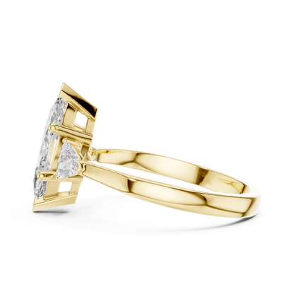 Marquise Cut Engagement Ring with Trillion Side Stones