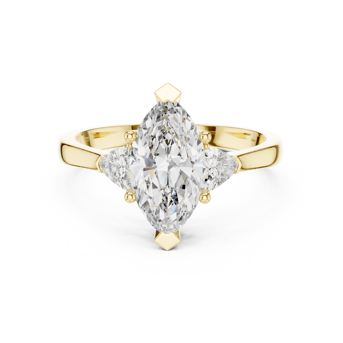 marquise cut engagement ring with trillion side stones