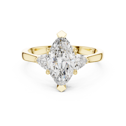 Marquise Cut Engagement Ring with Trillion Side Stones