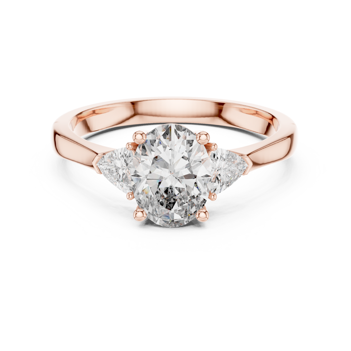 oval cut with trillion stone ring