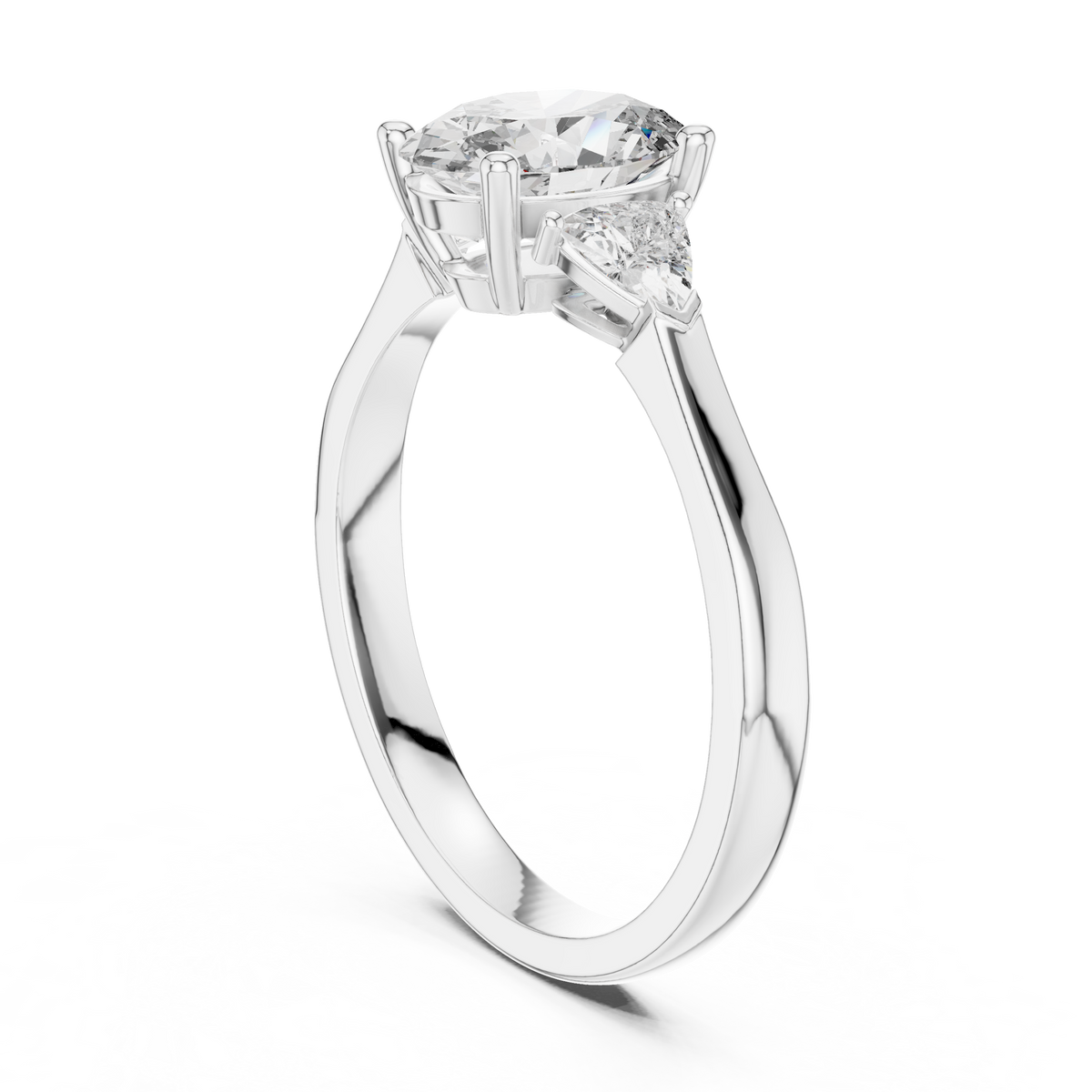 oval cut with trillion stone ring
