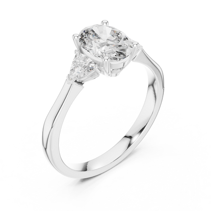Oval Cut With Trillion Stone Ring
