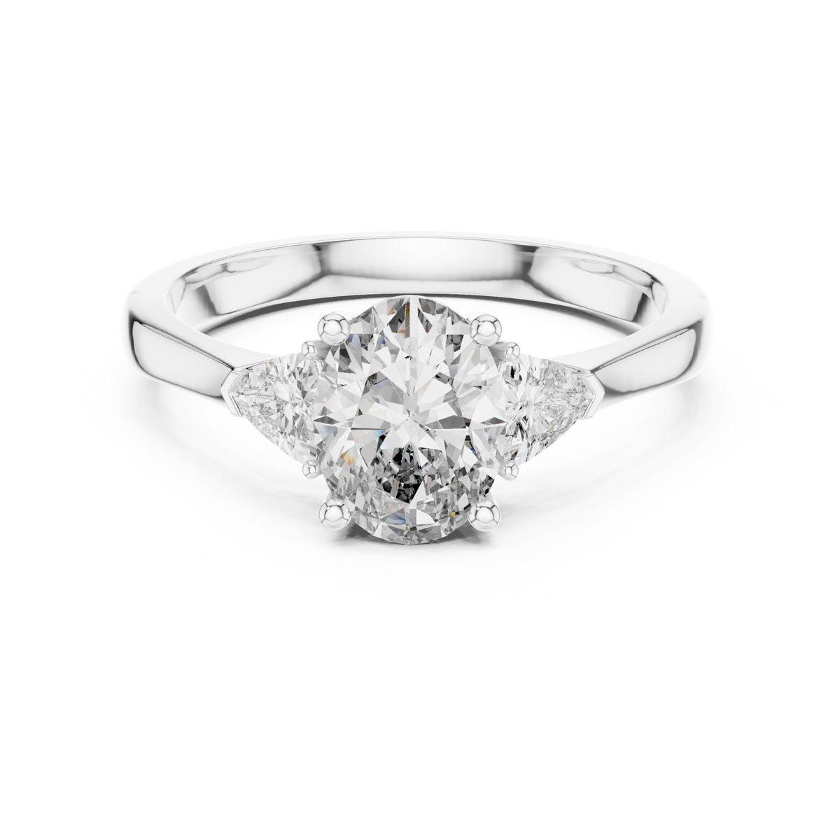 oval cut with trillion stone ring