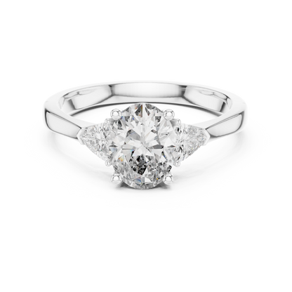 Oval Cut With Trillion Stone Ring