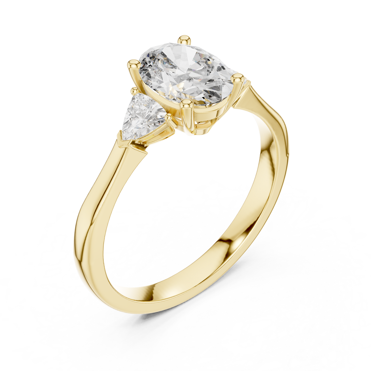 oval cut with trillion stone ring