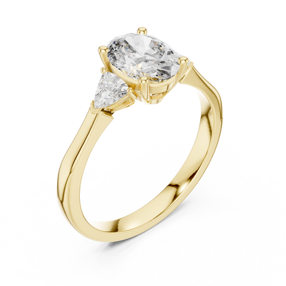 Oval Cut With Trillion Stone Ring