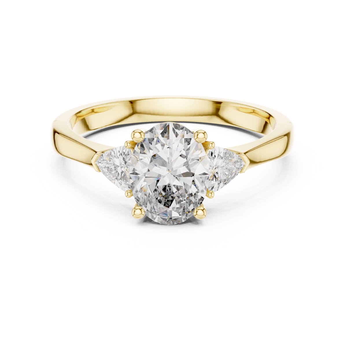 oval cut with trillion stone ring