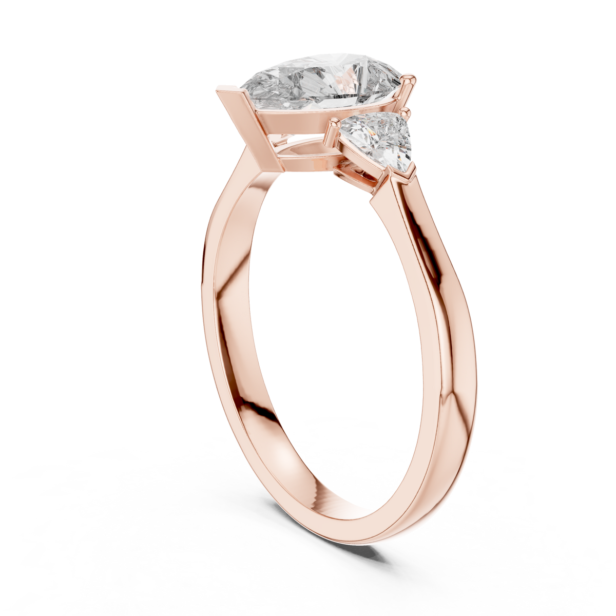 pear stone with two trillion stone ring