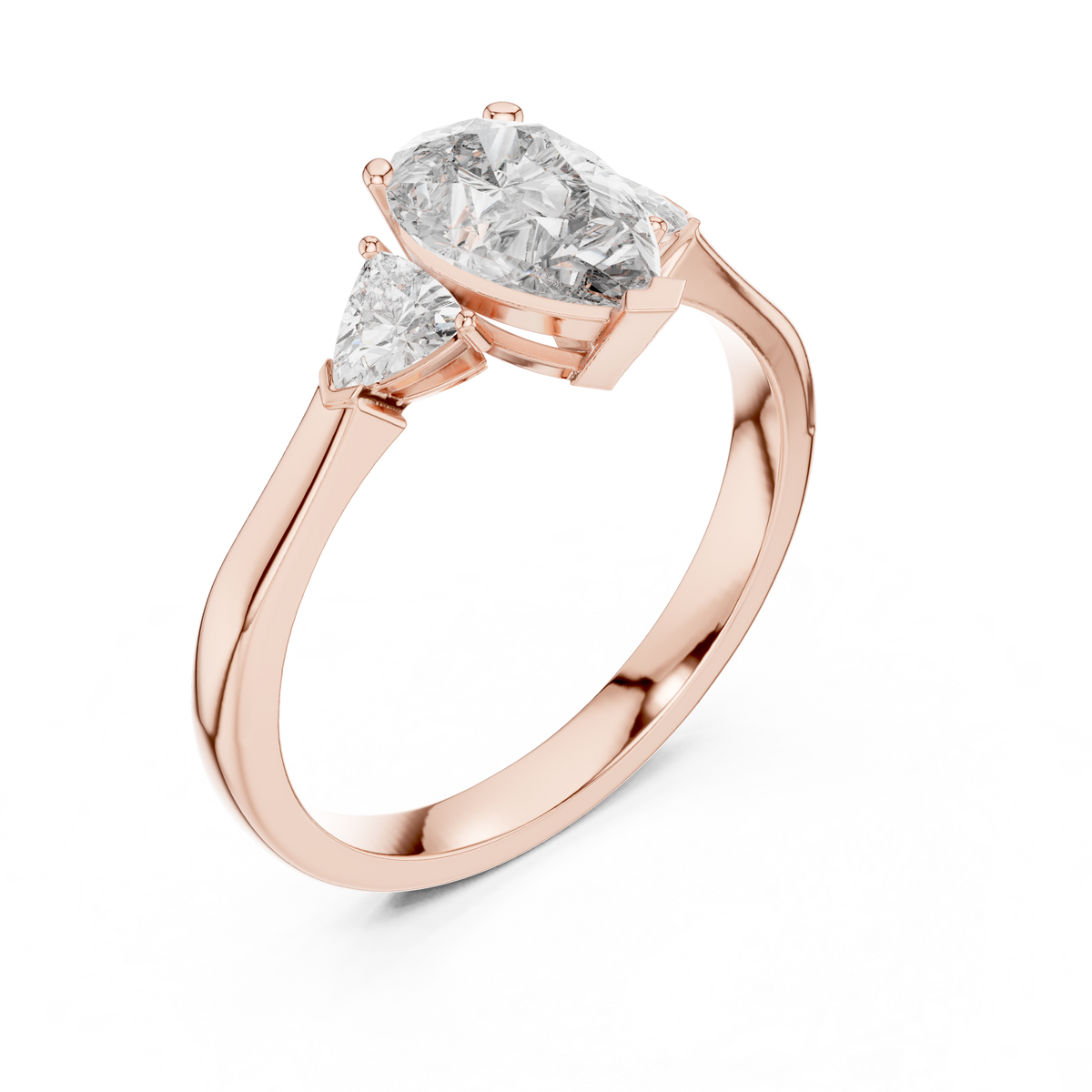 pear stone with two trillion stone ring