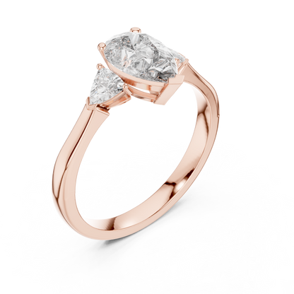Pear Stone With Two Trillion Stone Ring