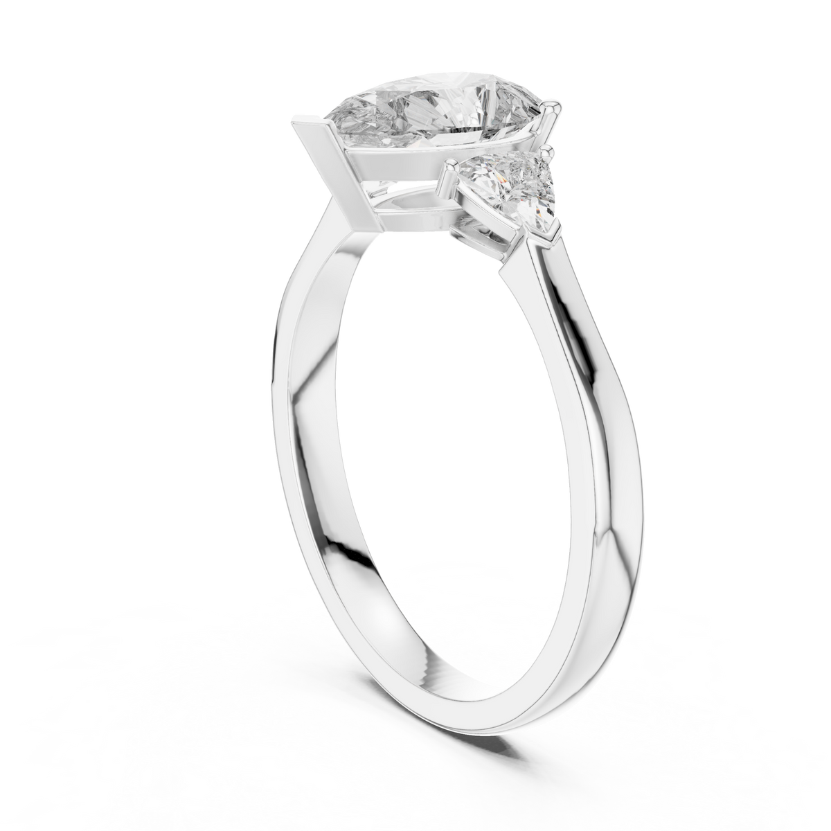 pear stone with two trillion stone ring