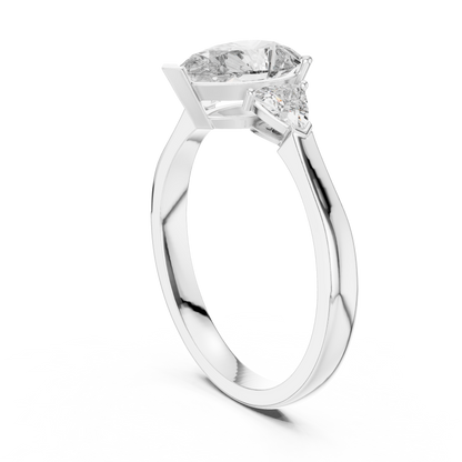 Pear Stone With Two Trillion Stone Ring