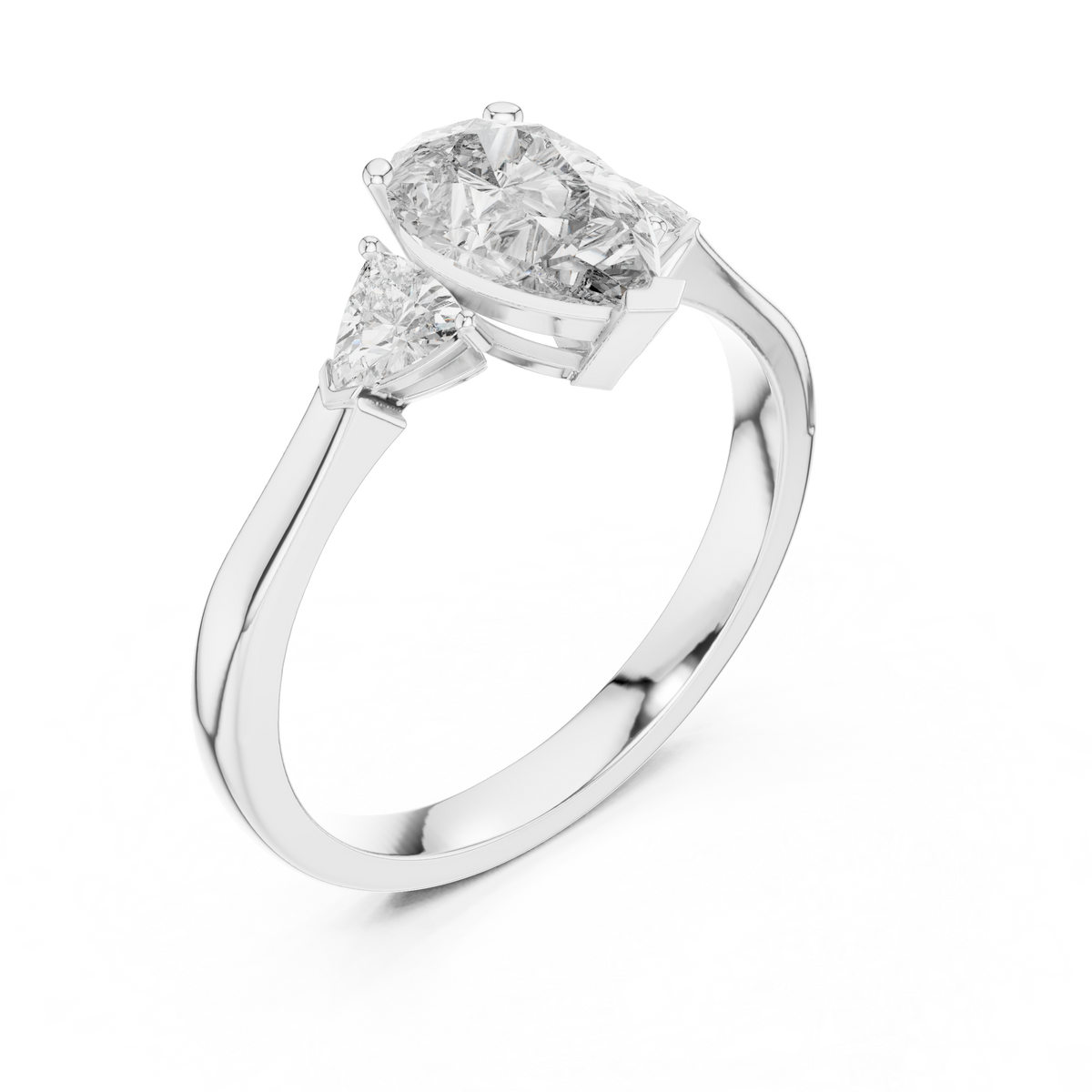 pear stone with two trillion stone ring