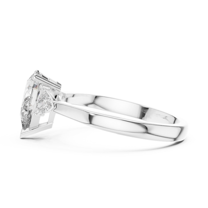 Pear Stone With Two Trillion Stone Ring