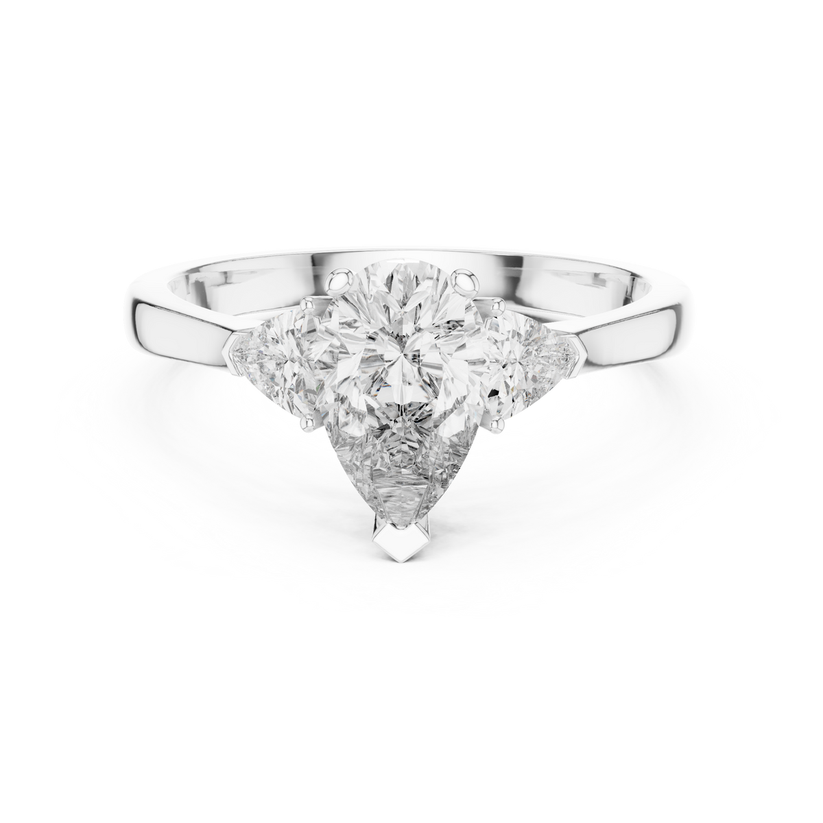 pear stone with two trillion stone ring