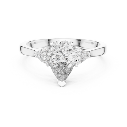 Pear Stone With Two Trillion Stone Ring