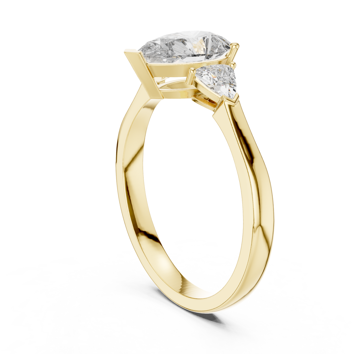 pear stone with two trillion stone ring