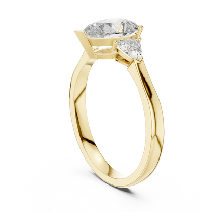 Pear Stone With Two Trillion Stone Ring