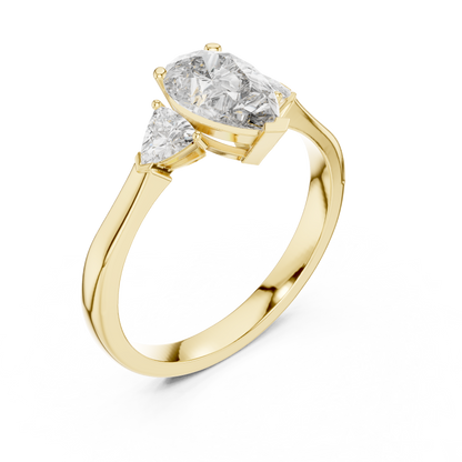 Pear Stone With Two Trillion Stone Ring