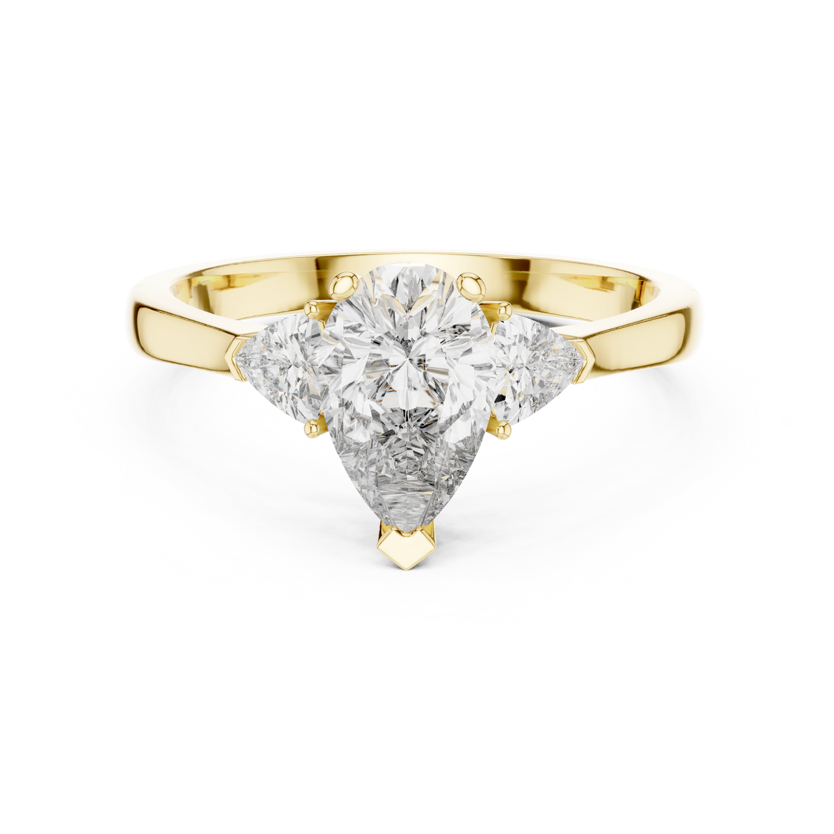 pear stone with two trillion stone ring