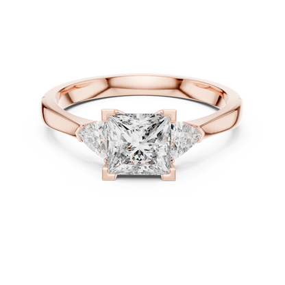 Princess Cut Diamond With Trillion stone Ring
