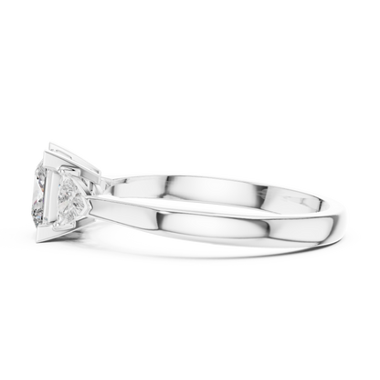 Princess Cut Diamond With Trillion stone Ring