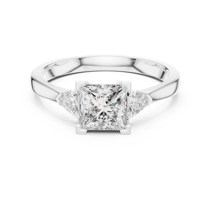 Princess Cut Diamond With Trillion stone Ring