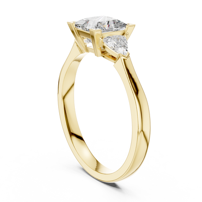 Princess Cut Diamond With Trillion stone Ring