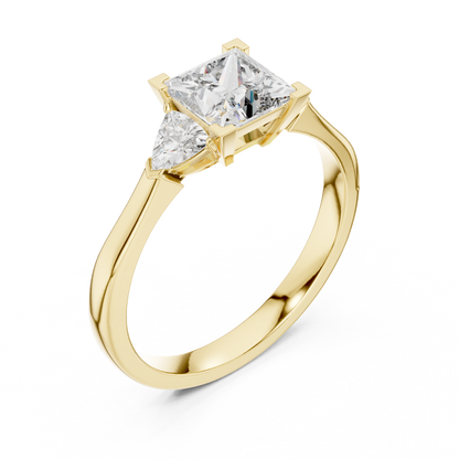Princess Cut Diamond With Trillion stone Ring