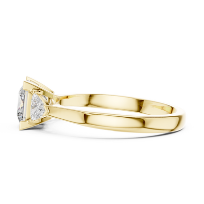 Princess Cut Diamond With Trillion stone Ring