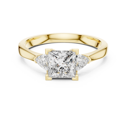 Princess Cut Diamond With Trillion stone Ring