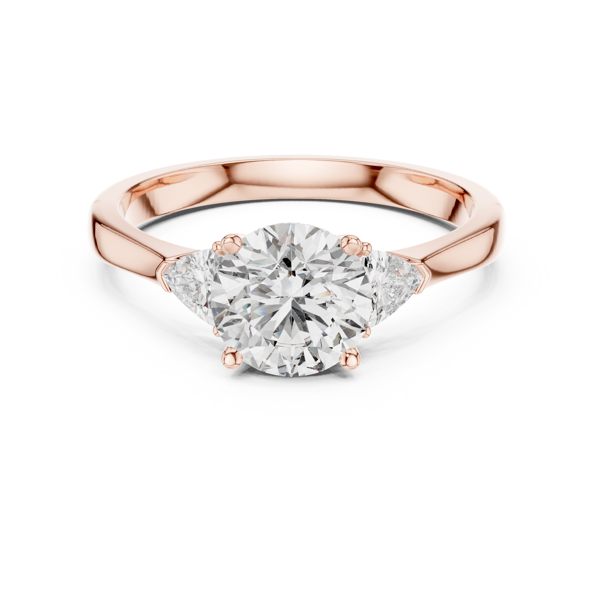 round brilliant cut with trillion stone ring